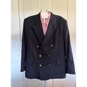 Brooks Brothers Double Breasted Navy Wool Blazer w/ Gold Buttons Size 46 Regular